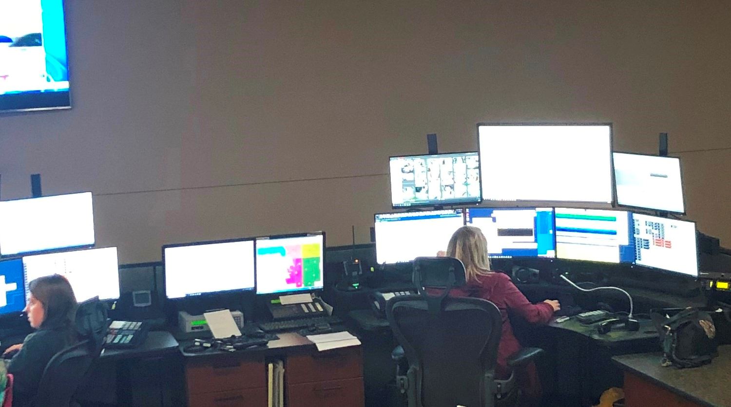 Two dispatchers at work in the 911 Operations Center